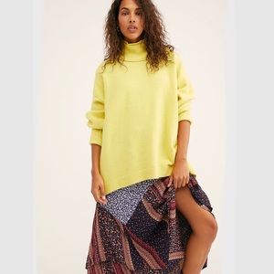 Free People Afterglow Mock Neck Lime Sweater